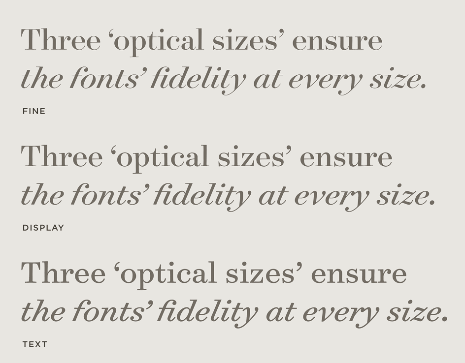 Surveyor Font Features: Optical Sizes | Hoefler & Co.